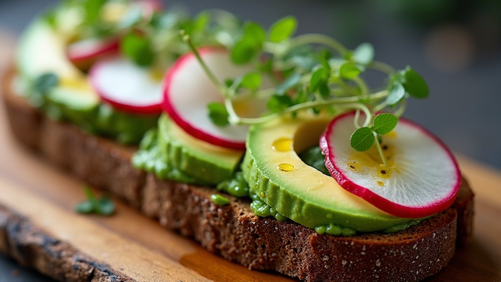avocado radish rye sandwich