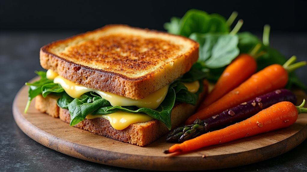 cheesy vegetable rye sandwich